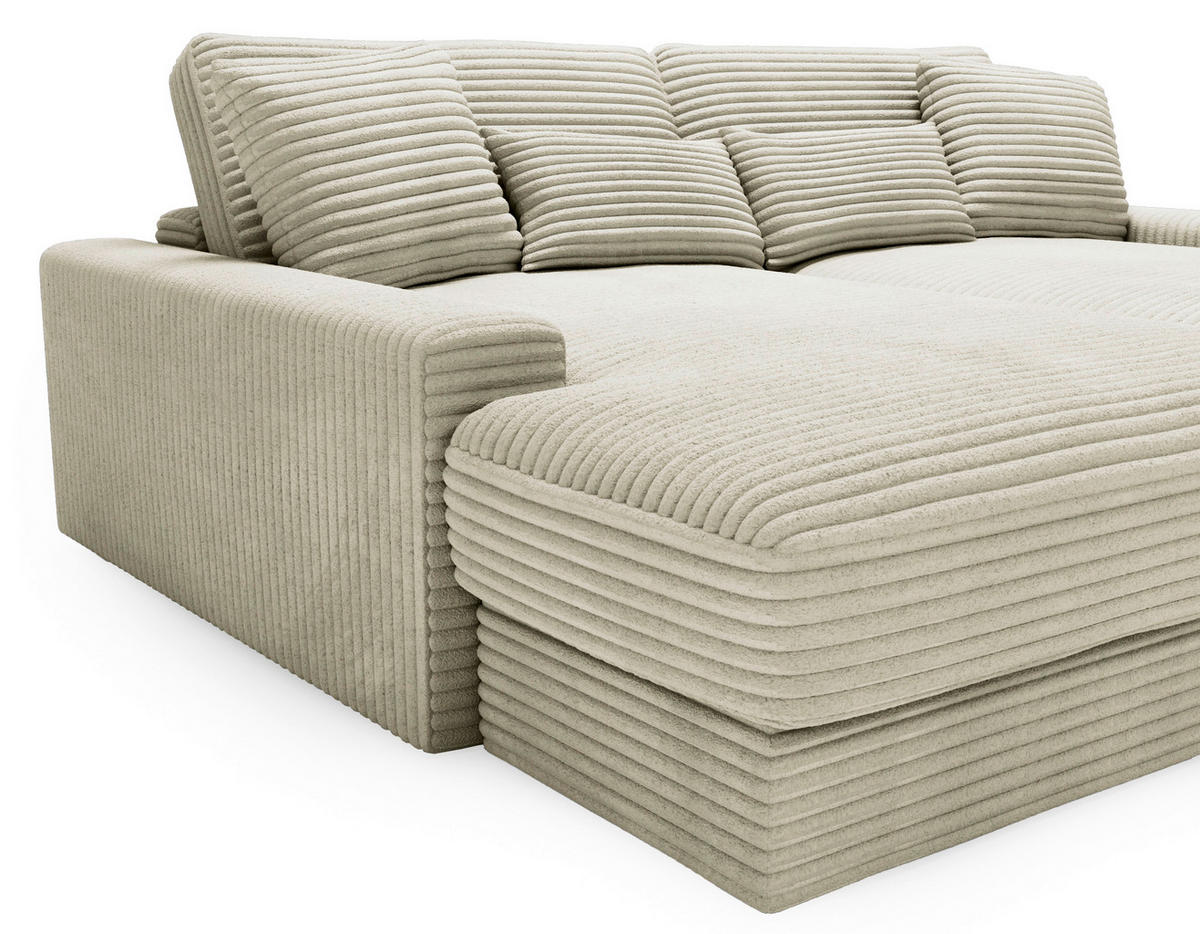 BIGSOFA Cord Creme  - Creme/Schwarz, MODERN, Kunststoff/Textil (230/85/190cm) - Carryhome