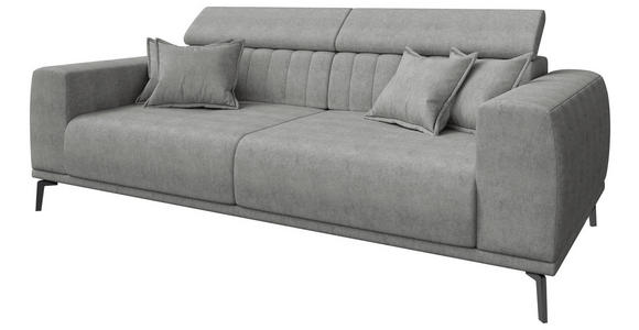 3-SITZER-SOFA  in Webstoff Grau  - Schwarz/Grau, KONVENTIONELL, Textil/Metall (240/80/113cm) - Carryhome