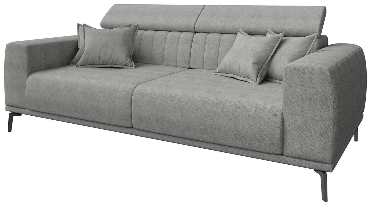 3-SITZER-SOFA Webstoff Grau  - Schwarz/Grau, KONVENTIONELL, Textil/Metall (240/80/110cm) - Carryhome