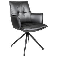 ARMLEHNSTUHL  in Eisen Lederlook  - Schwarz/Grau, Design, Textil/Metall (59/89,5/63cm) - Novel