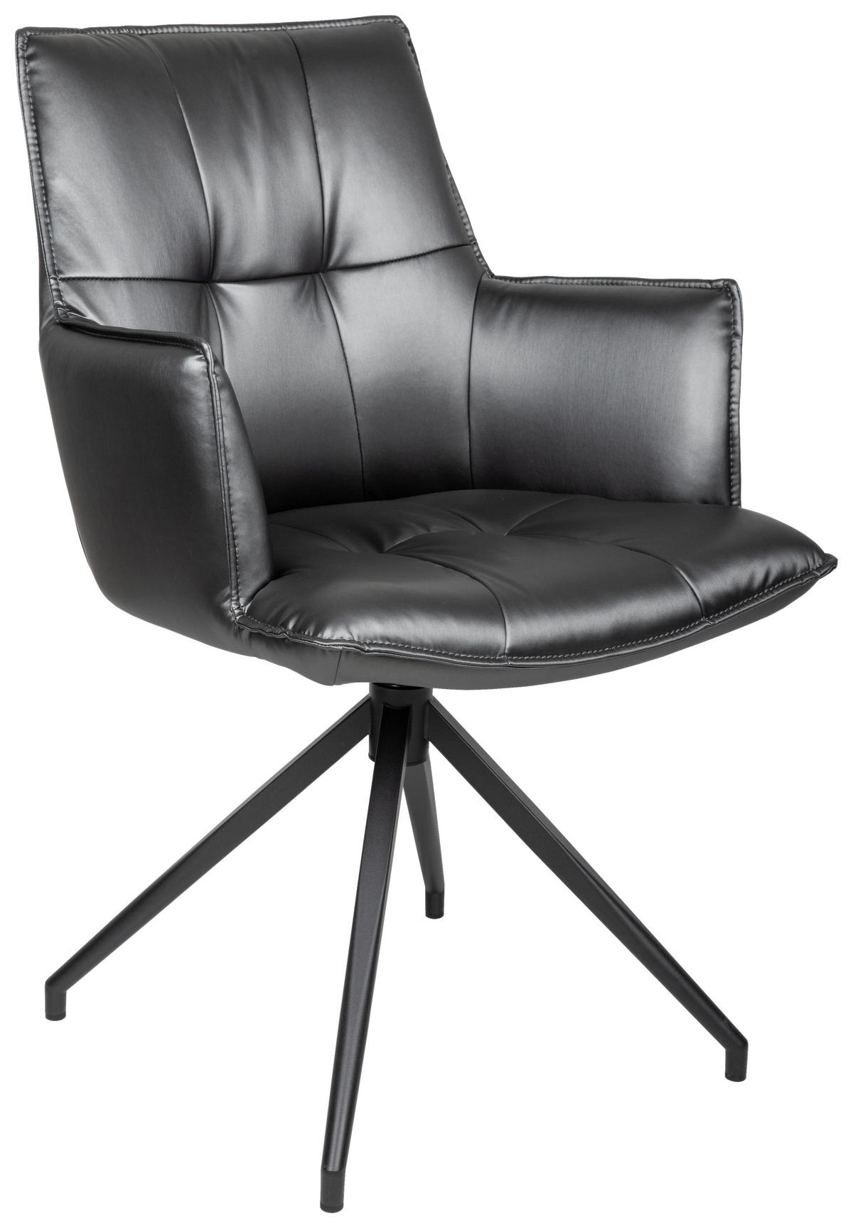 ARMLEHNSTUHL  in Eisen Lederlook  - Schwarz/Grau, Design, Textil/Metall (59/89,5/63cm) - Novel