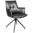 ARMLEHNSTUHL  Sitzfläche 360° drehbar, inklusive Armlehnen, automatische Rückholfunktion Lederlook  - Schwarz/Grau, Design, Textil/Metall (59/89,5/63cm) - Novel