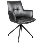ARMLEHNSTUHL  Sitzfläche 360° drehbar, inklusive Armlehnen, automatische Rückholfunktion Lederlook  - Schwarz/Grau, Design, Textil/Metall (59/89,5/63cm) - Novel