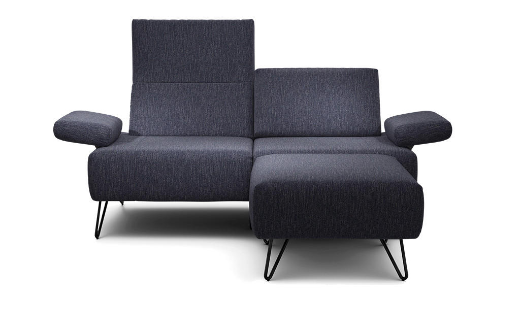 2-SITZER-SOFA in Chenille Blau  - Blau/Schwarz, Design, Textil/Metall (164-194/85/86-94cm) - SENSOO