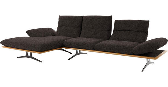 ECKSOFA in Flachgewebe Dunkelbraun  - Dunkelbraun/Schwarz, Design, Holz/Textil (159/314cm) - Dieter Knoll