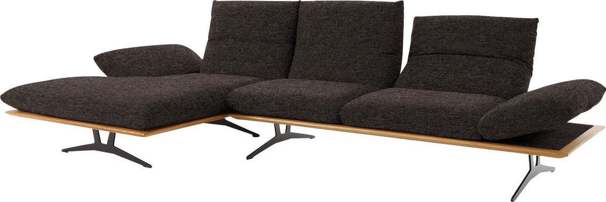 ECKSOFA in Flachgewebe Dunkelbraun  159/314 cm  - Dunkelbraun/Schwarz, Design, Holz/Textil (159/314cm) - Dieter Knoll