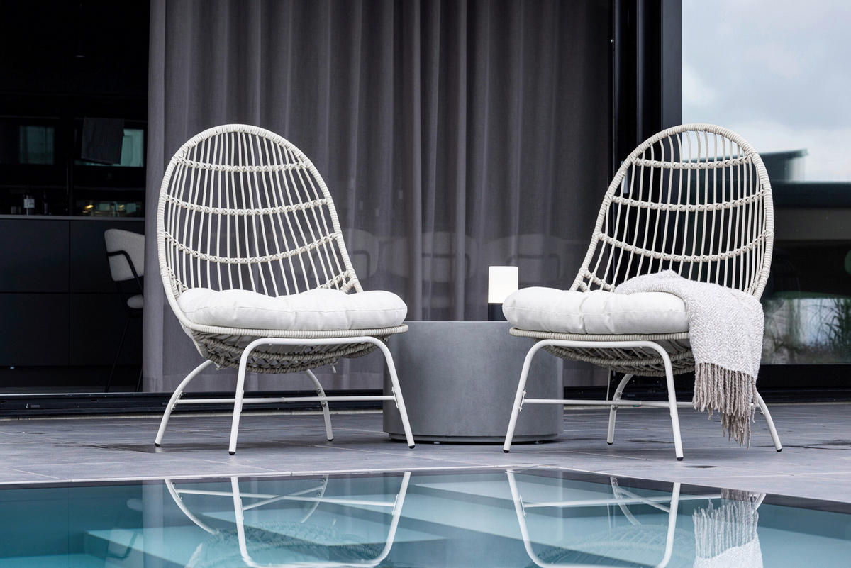 LOUNGEFÅTÖLJ  - beige, Modern, metall/textil (69/94/73cm) - Gardenson