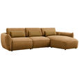 ECKSOFA  in Chenille Bronzefarben  340/190 cm  - Goldbraun/Schwarz, Design, Kunststoff/Textil (340/190cm) - Belluti