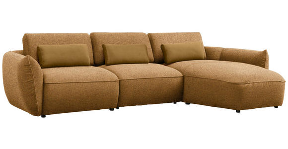 ECKSOFA  in Chenille Bronzefarben  340/190 cm  - Goldbraun/Schwarz, Design, Kunststoff/Textil (340/190cm) - Belluti