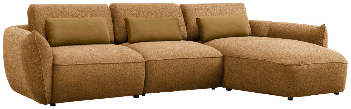 ECKSOFA  in Chenille Bronzefarben  340/190 cm  - Goldbraun/Schwarz, Design, Kunststoff/Textil (340/190cm) - Belluti