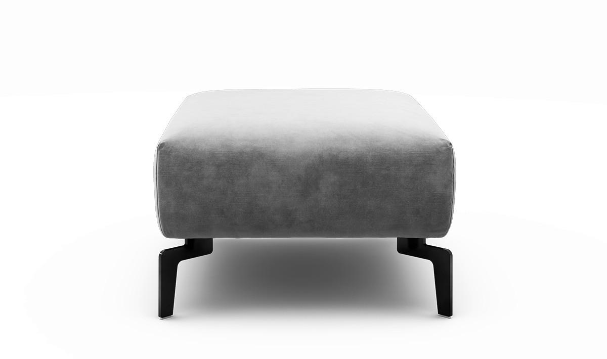 HOCKER Samt Hellgrau  - Hellgrau/Schwarz, Design, Textil/Metall (90/70/46cm) - SENSOO