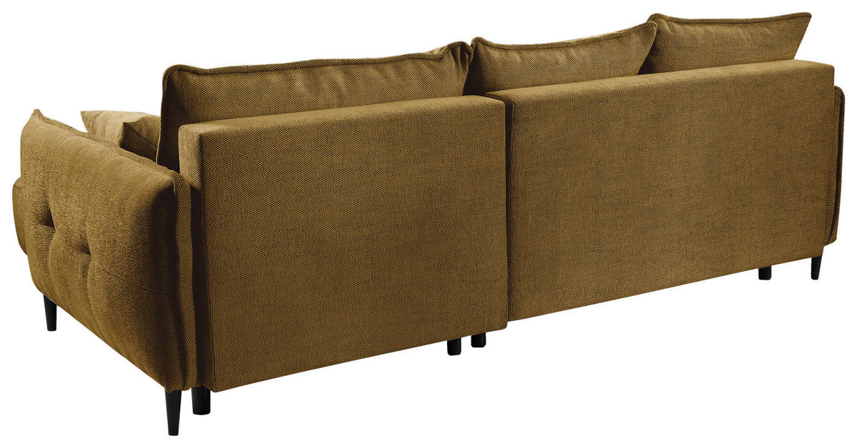 ECKSOFA in Struktur Goldfarben  - Goldfarben/Schwarz, Design, Holz/Textil (244/165cm) - MID.YOU