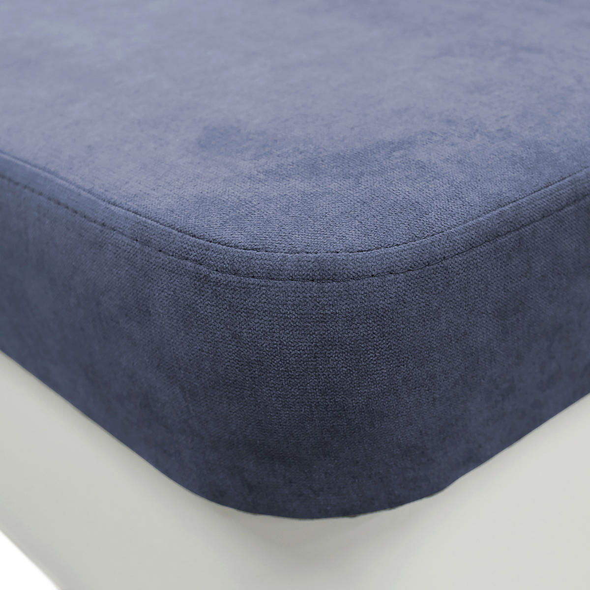 ECKSOFA Blau, Weiß Velours  - Blau/Silberfarben, Design, Kunststoff/Textil (255/196cm) - MID.YOU