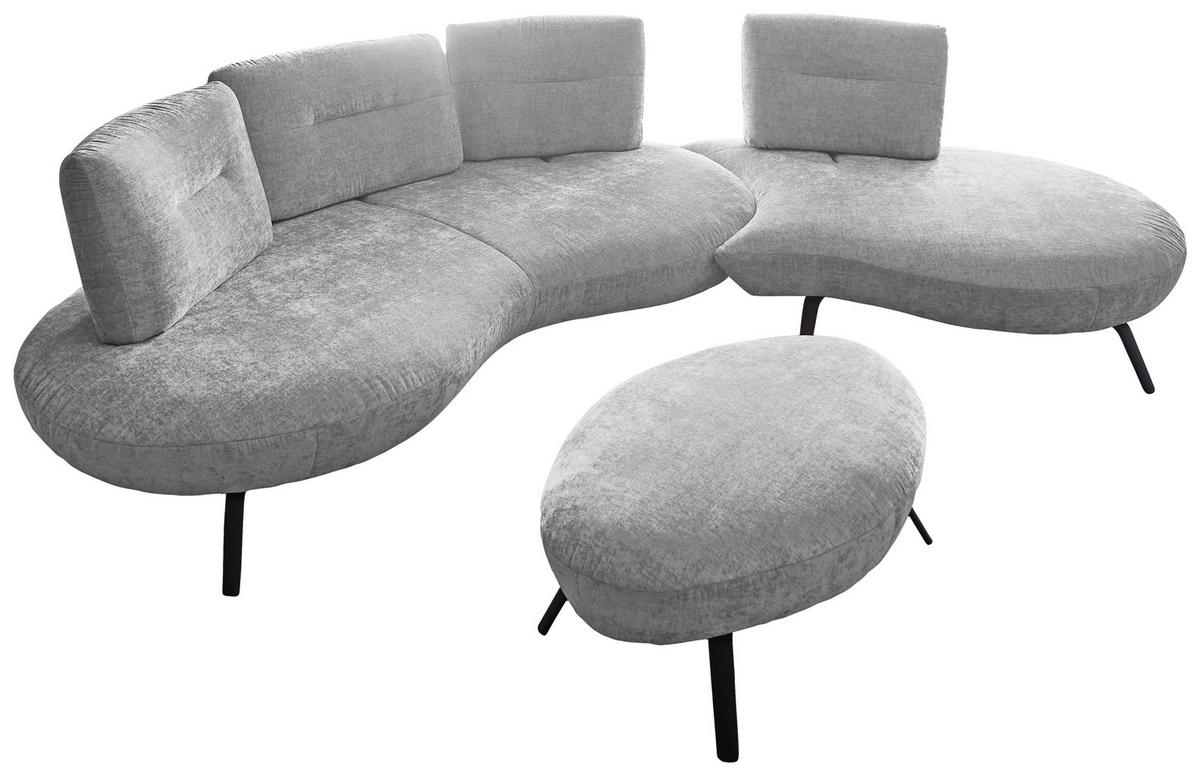 HOCKER Flachgewebe Hellgrau  - Hellgrau/Schwarz, Design, Textil/Metall (117/43/78cm) - Moderano