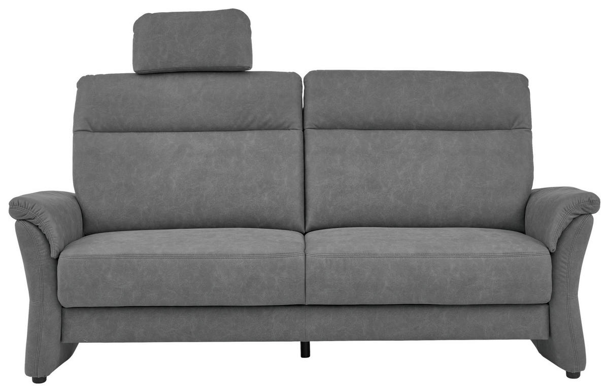 3,5-SITZER  in Mikrofaser Dunkelgrau Modern, Retro  - Dunkelgrau/Schwarz, KONVENTIONELL, Kunststoff/Textil (205/98/91cm) - Elegando