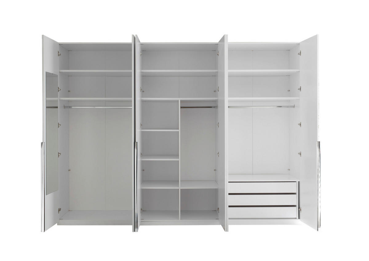 Dulap Cu Uși Rotative, 302/225/58 cm, alb lucios intens - alb/alb lucios intens, Basics, metal/material pe bază de lemn (302/225/58cm) - Hom`in