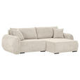 ECKSOFA Beige Flachgewebe Zierkissen, Rückenkissen, Bettkasten, Schlaffunktion, Rücken echt, Liegefläche im Originalstoff  - Beige/Schwarz, KONVENTIONELL, Kunststoff/Textil (250/145cm) - Carryhome