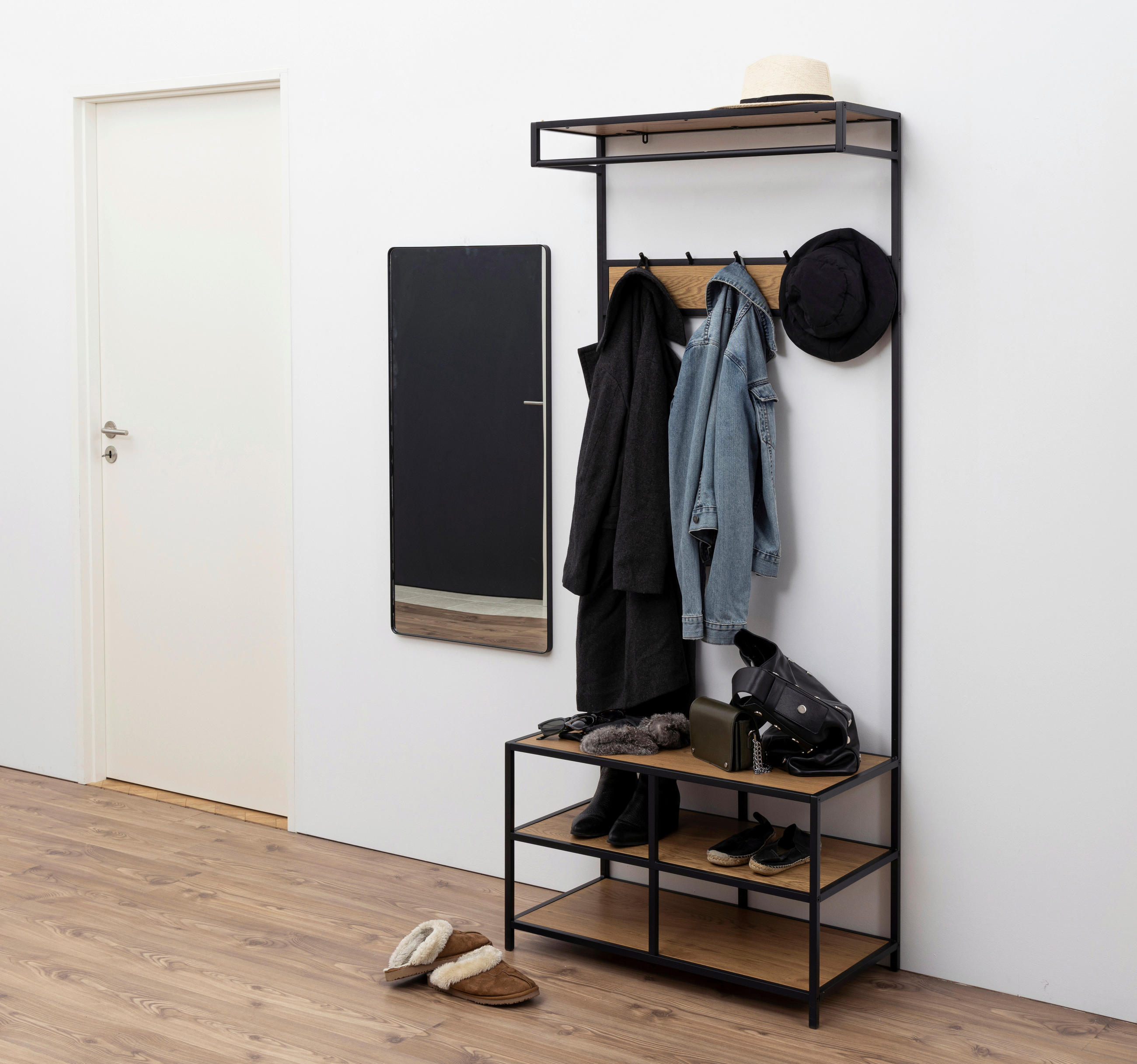 GARDEROBE in 77/185/40 cm - Wildeiche/Schwarz, Trend, Holzwerkstoff/Metall (77/185/40cm) - MID.YOU