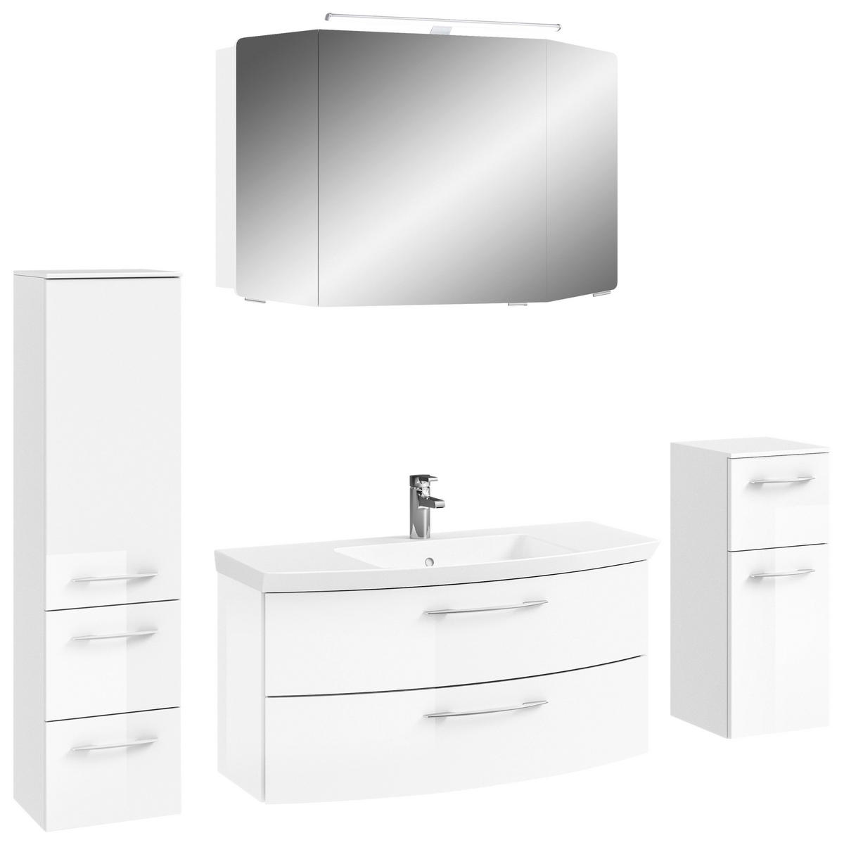 BADEZIMMER 5-teilig  in 161 cm  - Chromfarben/Weiß Hochglanz, KONVENTIONELL, Glas/Holzwerkstoff (161cm) - Pelipal