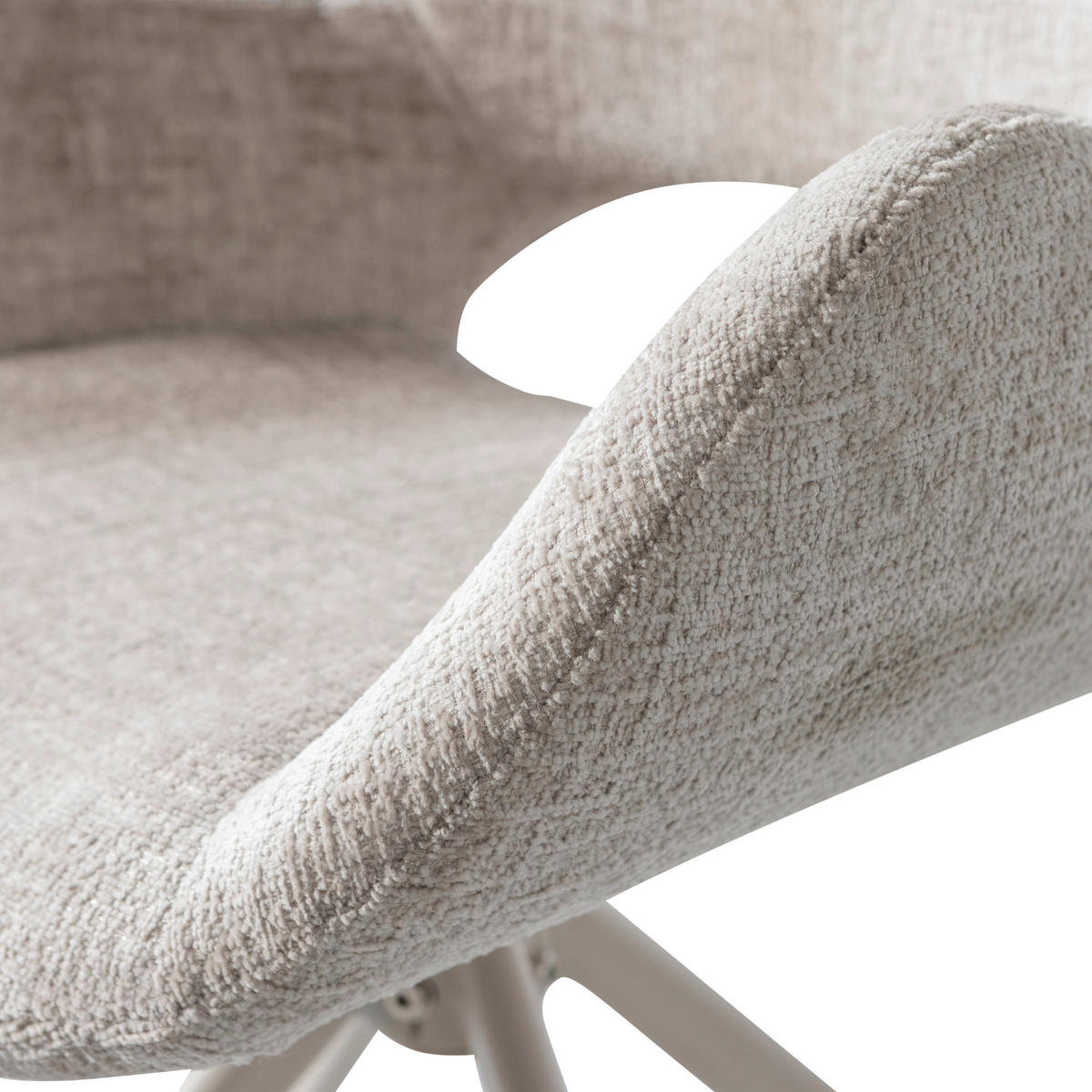 ARMLEHNSTUHL-SET 2 Stück  in Samt  - Sandfarben, MODERN, Textil/Metall (58/58/82cm) - Livetastic