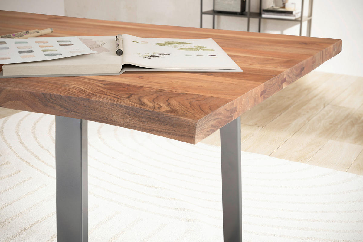 SCHREIBTISCH 120/60/76 cm  in Akaziefarben, Chromfarben  - Chromfarben/Akaziefarben, Modern, Holz/Metall (120/60/76cm) - MID.YOU