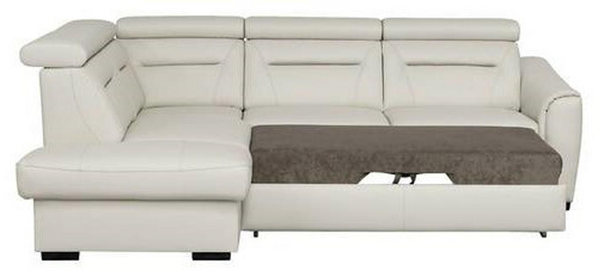 ECKSOFA Lederlook Echtleder Creme  - Wengefarben/Creme, Design, Leder/Holz (212/260cm) - Celina Home