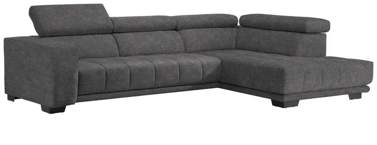 ECKSOFA  in Mikrofaser Grau  301/207 cm  - Schwarz/Grau, Design, Textil/Metall (301/207cm) - Xora