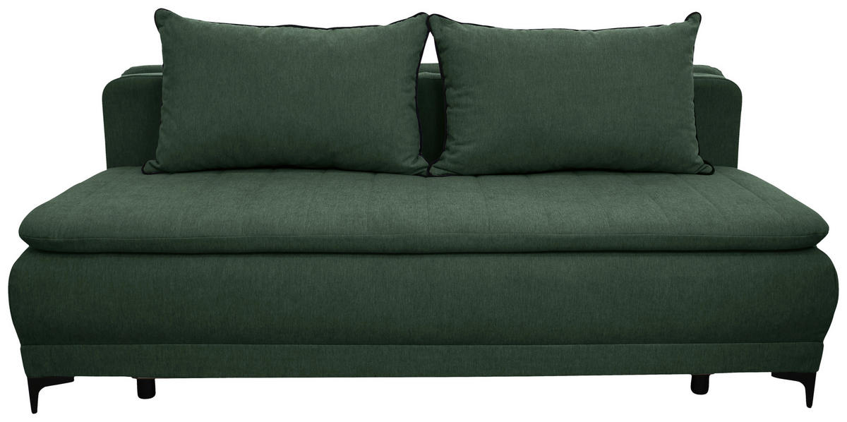SCHLAFSOFA MOLISS in Flachgewebe Grün  - Schwarz/Grün, Basics, Textil/Metall (202/98/78cm) - Livetastic