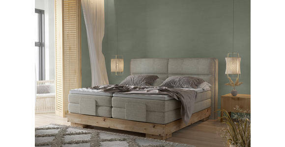 BOXSPRINGBETT 180/200 cm in Eichefarben, Olivgrün - Eichefarben/Olivgrün, Natur, Holz/Textil (180/200cm) - Valnatura