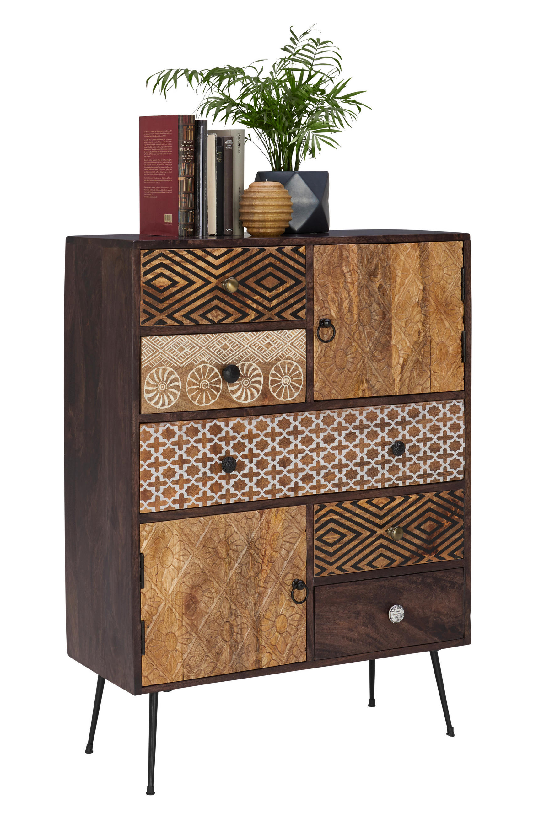 KOMMODE 80/108/35 cm in Multicolor, Dunkelbraun - Weiss/Dunkelbraun, Lifestyle, Holz/Metall (80/108/35cm) - Landscape