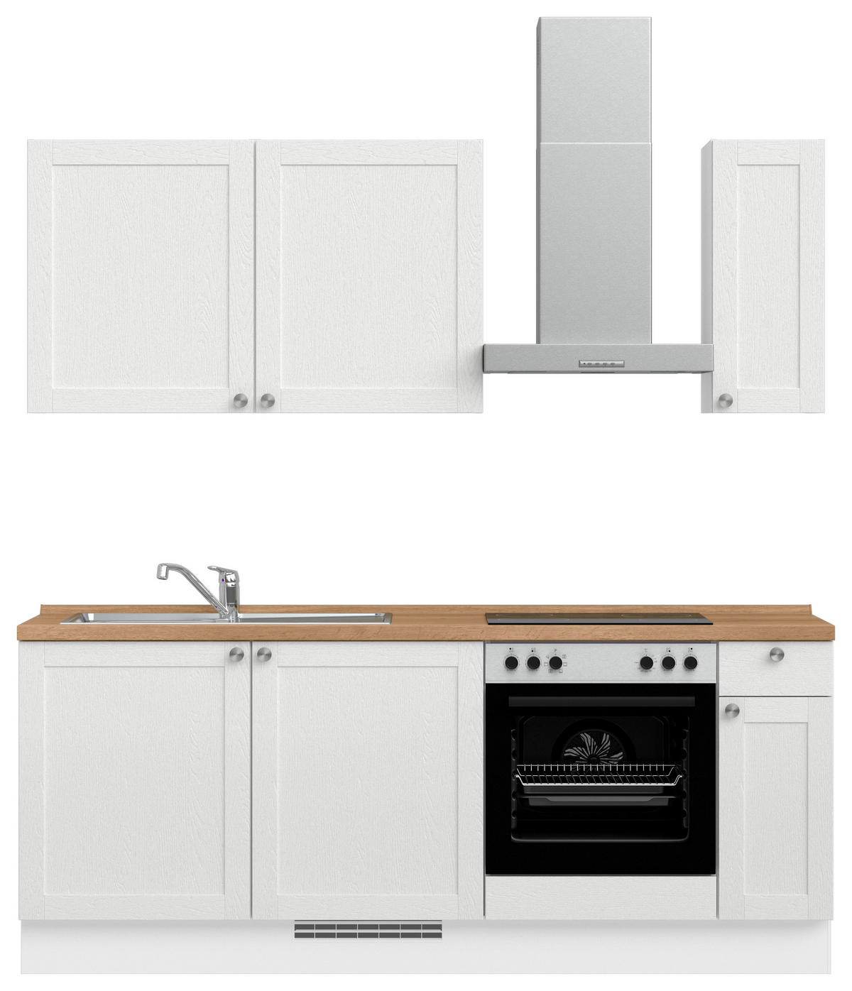 KÜCHENLEERBLOCK Frame 210 cm  in Eichefarben, Weiß  - Edelstahlfarben/Eichefarben, MODERN, Holzwerkstoff/Metall (210cm) - Nobilia