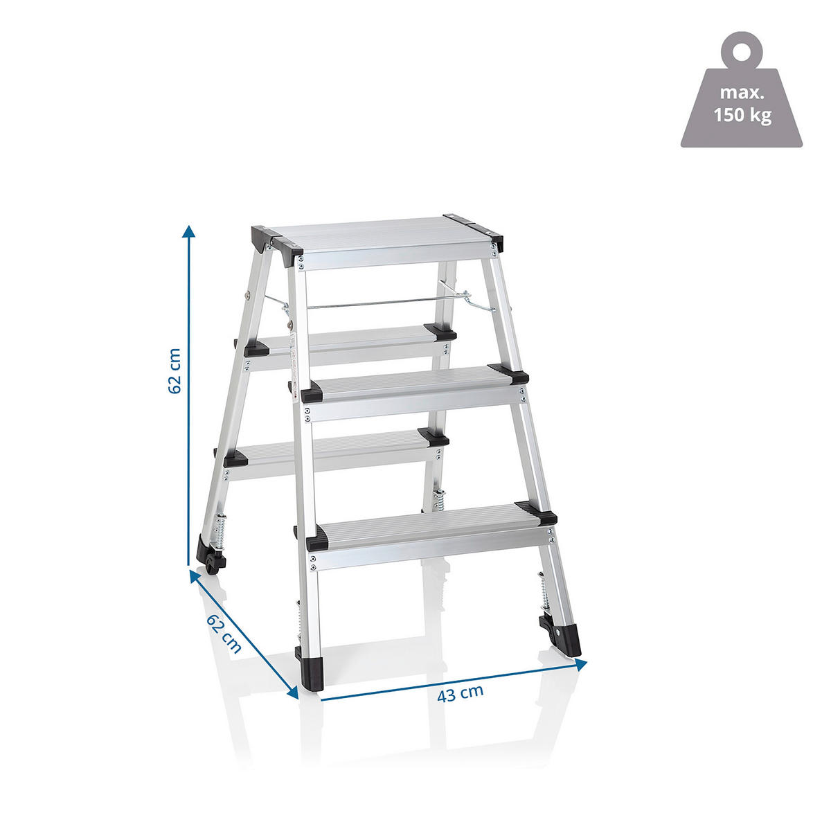 KLAPPTRITTLEITER - Alufarben, Basics, Metall (43/67/21cm) - MID.YOU