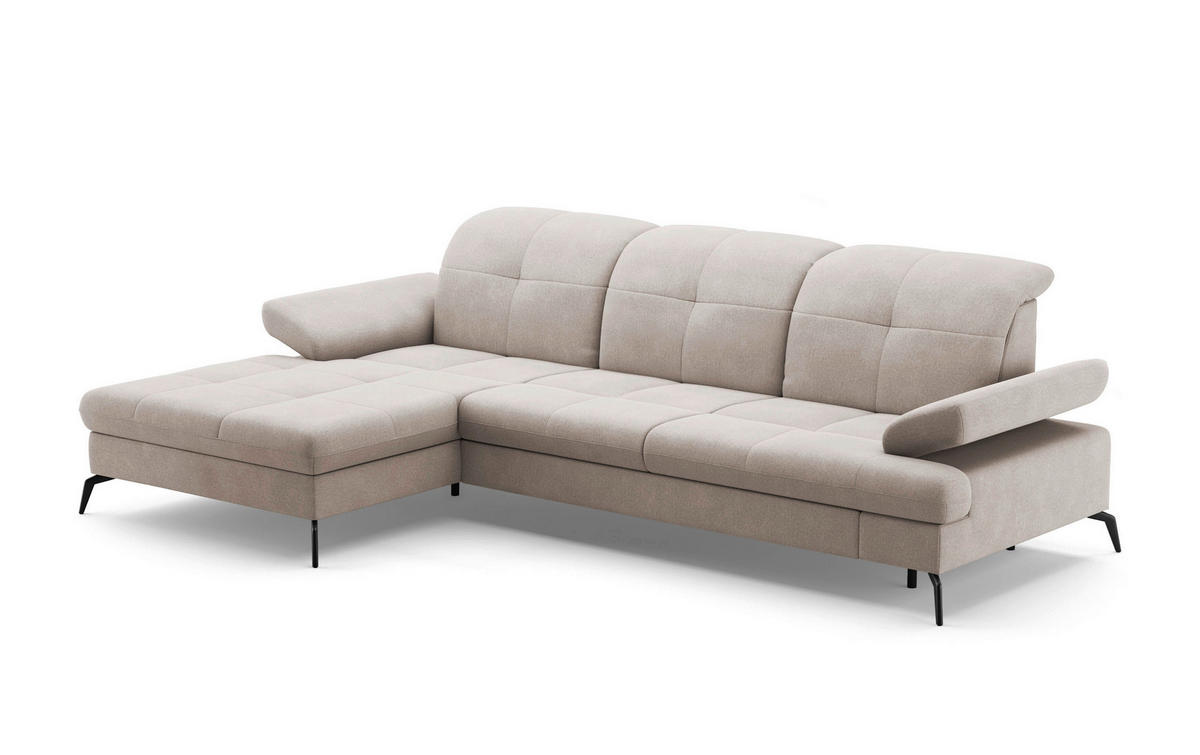 ECKSOFA in Flachgewebe Greige  - Greige/Schwarz, Konventionell, Textil/Metall (185/279cm) - Sit & More