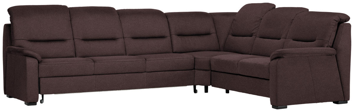 ECKSOFA in Mikrofaser Dunkelbraun  - Dunkelbraun/Schwarz, Konventionell, Holz/Textil (303/245cm) - Beldomo Comfort
