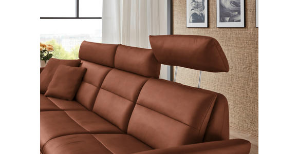 ECKSOFA in Echtleder Cognac 169/298 cm - Cognac/Schwarz, Design, Leder/Metall (169/298cm) - Dieter Knoll