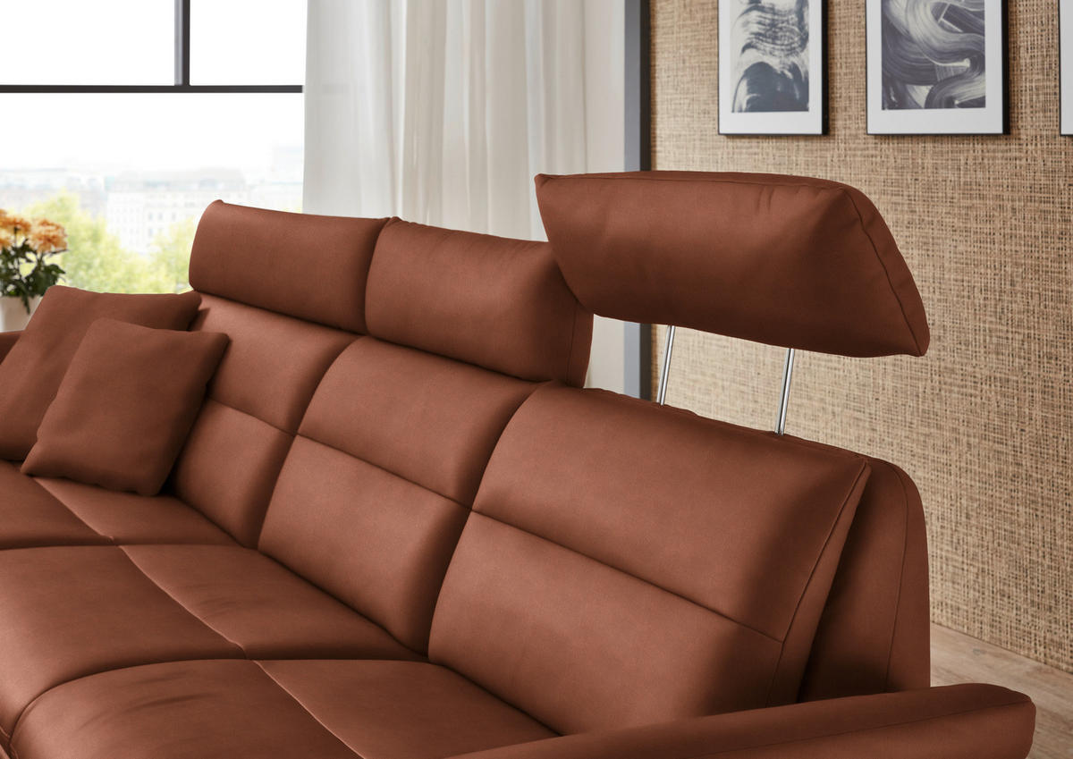ECKSOFA in Echtleder Cognac  - Cognac/Schwarz, Design, Leder/Metall (169/298cm) - Dieter Knoll