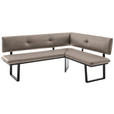 ECKBANK 190/150 cm  in Schwarz, Hellbraun  - Hellbraun/Schwarz, MODERN, Textil/Metall (190/150cm) - Cantus