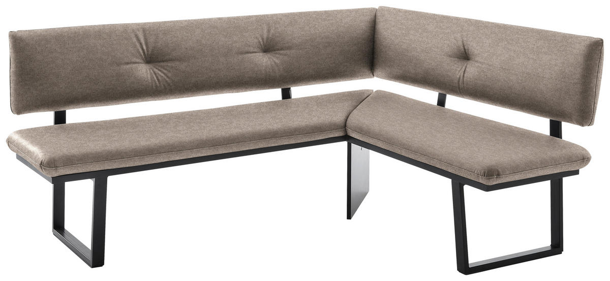ECKBANK 180/140 cm  in Schwarz, Hellbraun  - Hellbraun/Schwarz, MODERN, Textil/Metall (180/140cm) - Cantus