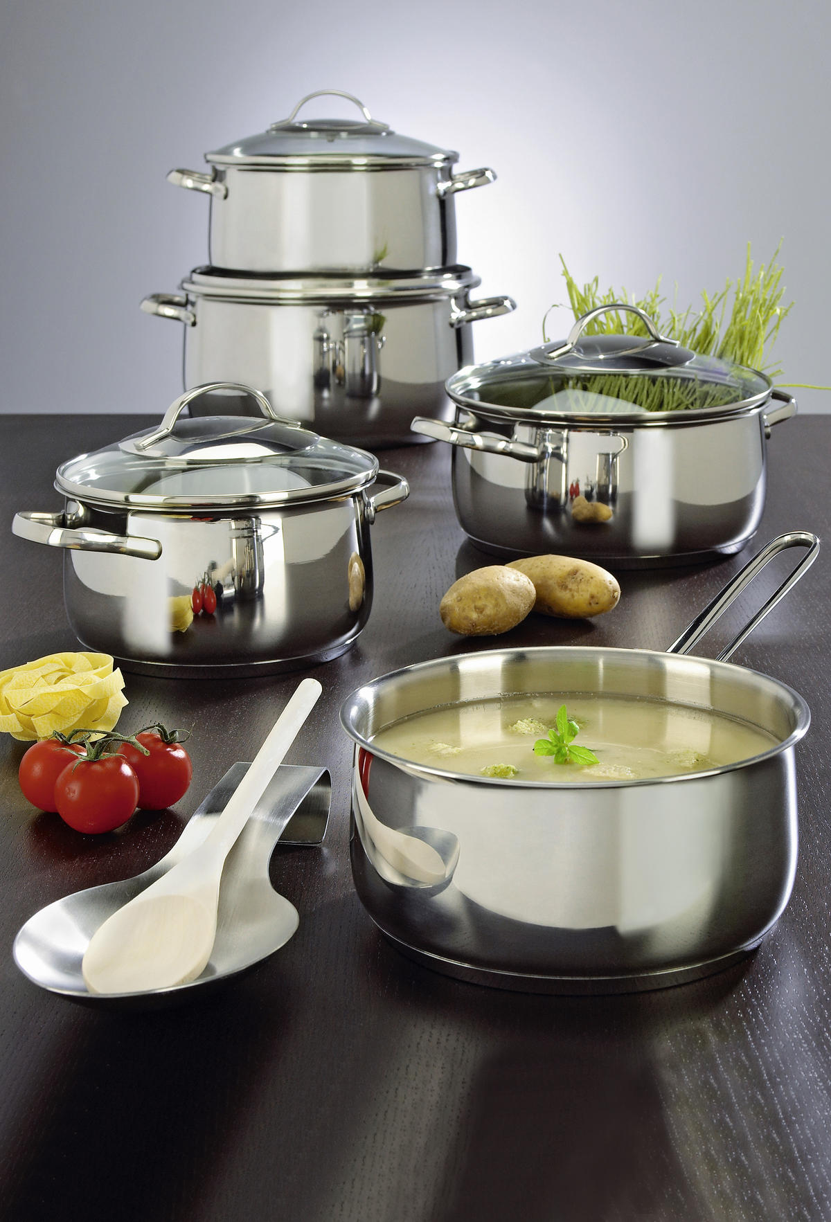 Kochtopfset TORRANO 5-teilig  - Basics, Glas/Metall - Kelomat