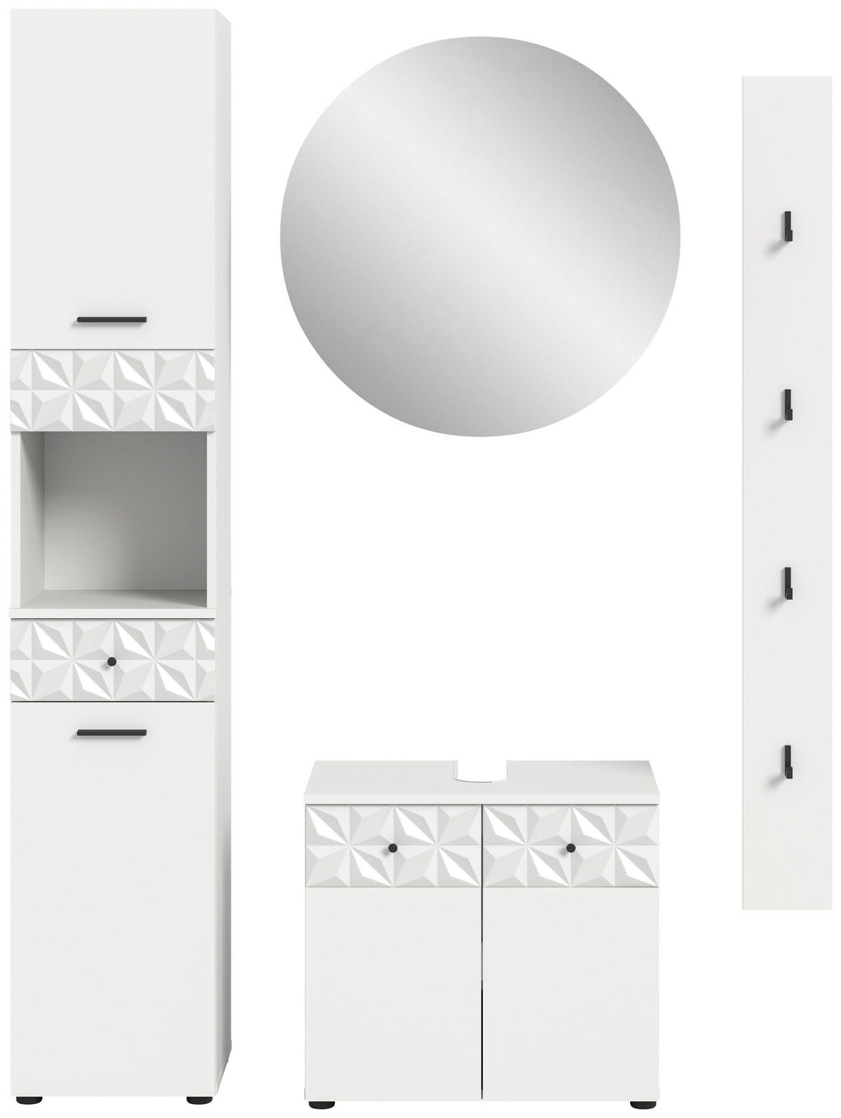 KÚPEĽŇA biela  - čierna/biela, Modern, kov/kompozitné drevo (111cm) - MID.YOU