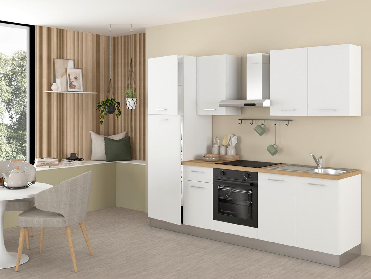 KUHINJSKI BLOK - barve hrasta/bela, kovina/umetna masa (255cm) - Italstyle