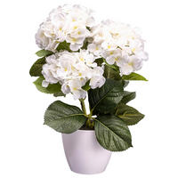 KUNSTPFLANZE Hortensie 32 cm  - Weiß/Grün, Design, Kunststoff (32cm) - P & B