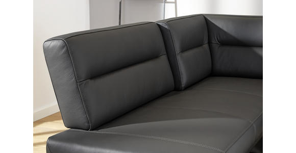 ECKBANK 171/236 cm in Graphitfarben, Edelstahlfarben - Edelstahlfarben/Dunkelgrau, Design, Leder/Metall (171/236cm) - Dieter Knoll