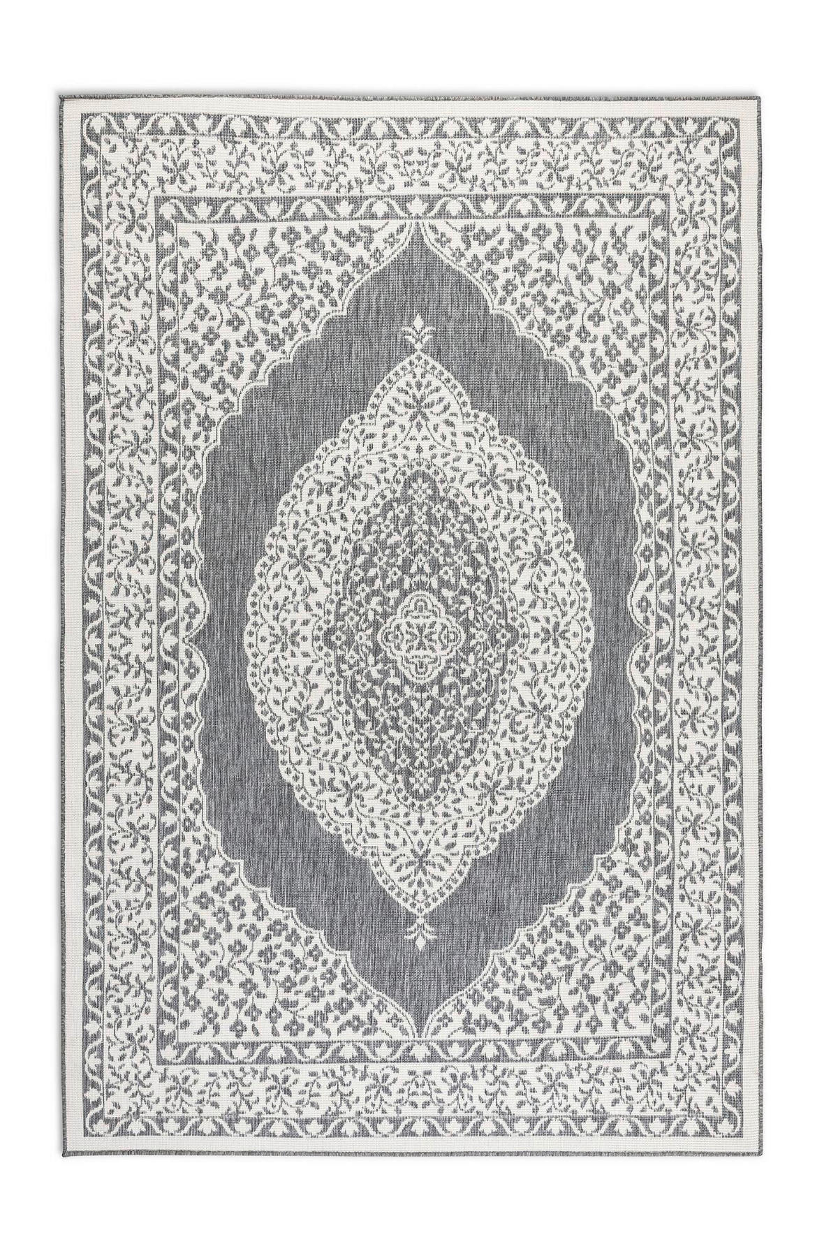 OUTDOORTEPPICH 160/230 cm Gemini Silberfarben, Weiß  - Silberfarben/Weiß, Design, Kunststoff (160/230cm)