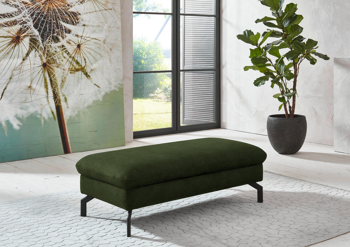 ECKSOFA in Velours Waldgrün  306/179 cm  - Waldgrün/Schwarz, Design, Textil/Metall (306/179cm) - Beldomo System