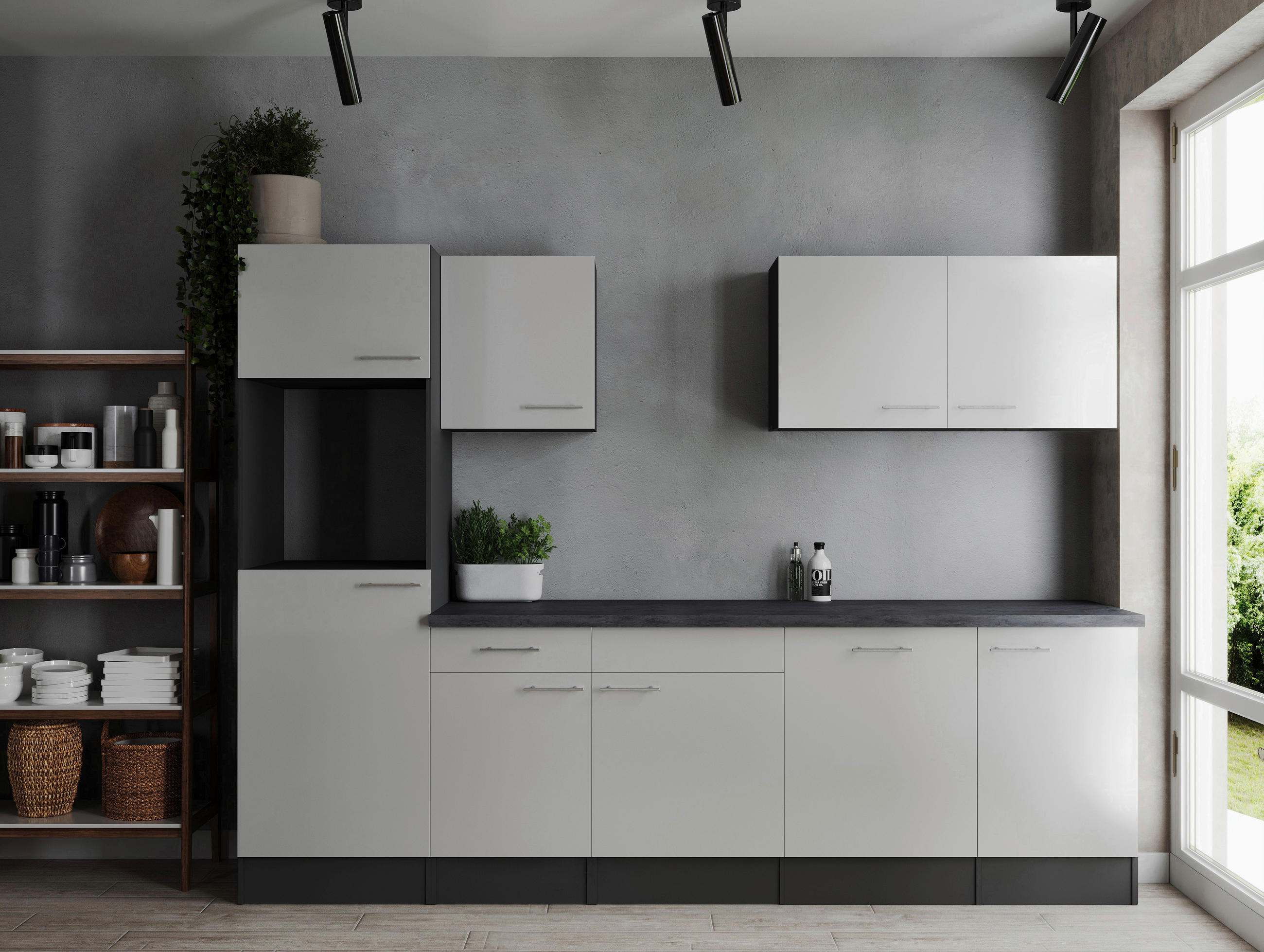 MODULKÖK UTAN VITVAROR 280 cm   i grå, vit  - vit/silver, Design, metall/trämaterial (280cm) - Respekta