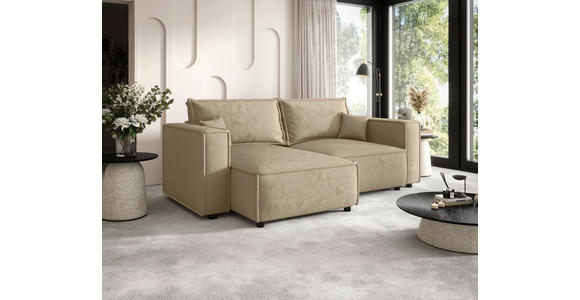 ECKSOFA Beige Webstoff Zierkissen, Rückenkissen, Rücken echt  - Beige/Schwarz, MODERN, Kunststoff/Textil (153/250cm) - Xora