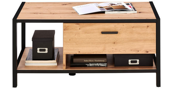 COUCHTISCH 92/55/44 cm rechteckig Anthrazit, Eichefarben  - Eichefarben/Anthrazit, Design, Holzwerkstoff/Metall (92/55/44cm) - Carryhome