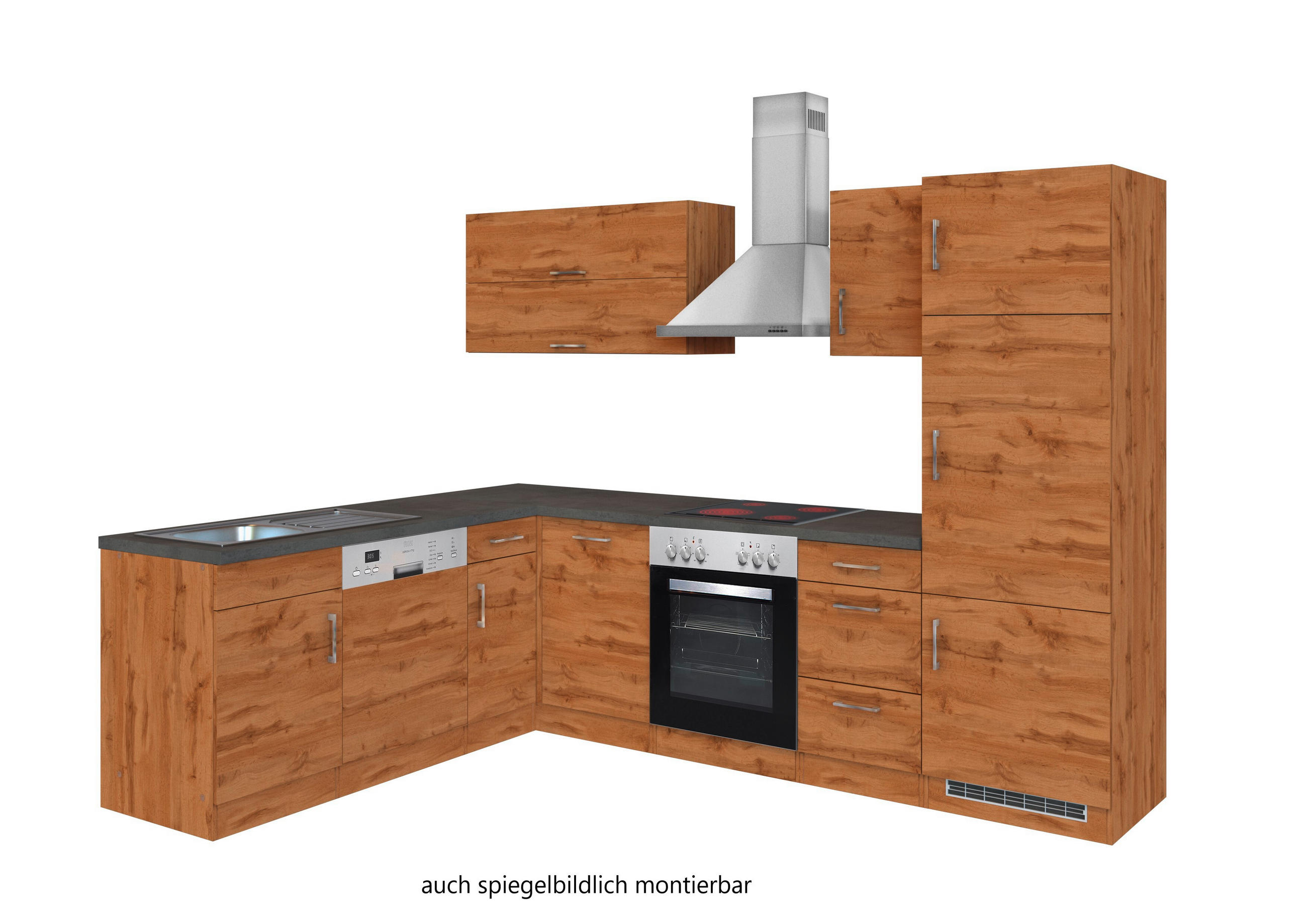 ECKKÜCHE 210/270 cm  in Schieferfarben, Eiche Wotan  - Chromfarben/Schieferfarben, Modern, Holzwerkstoff/Metall (210/270cm) - Held