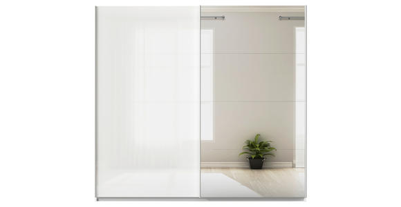 SCHWEBETÜRENSCHRANK  in Weiß  - Alufarben/Weiß, KONVENTIONELL, Glas/Holzwerkstoff (225/229/62cm) - Xora